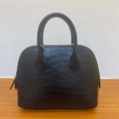 Crocodile Print Black Mini Tote Bag