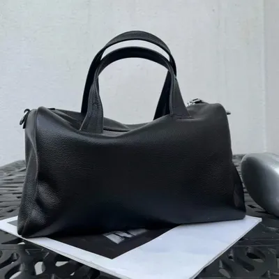 Leather Duffel Bag Black Minimalist Tote