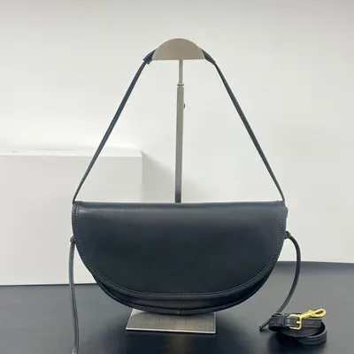 Leather Crossbody Bag Black Minimalist Style