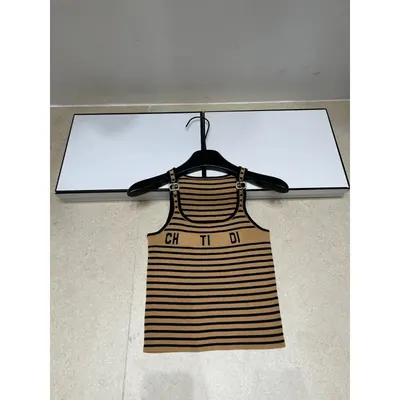 Chic Striped Beige And Black Knit Crop Top
