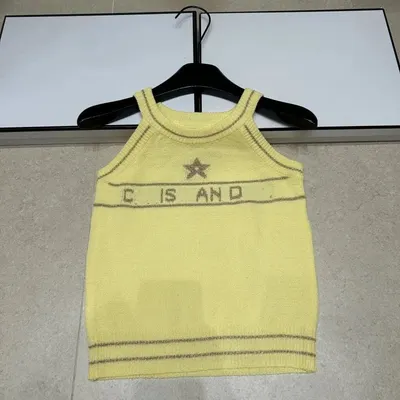 Cisand Knit Tank Top Yellow Casual Top